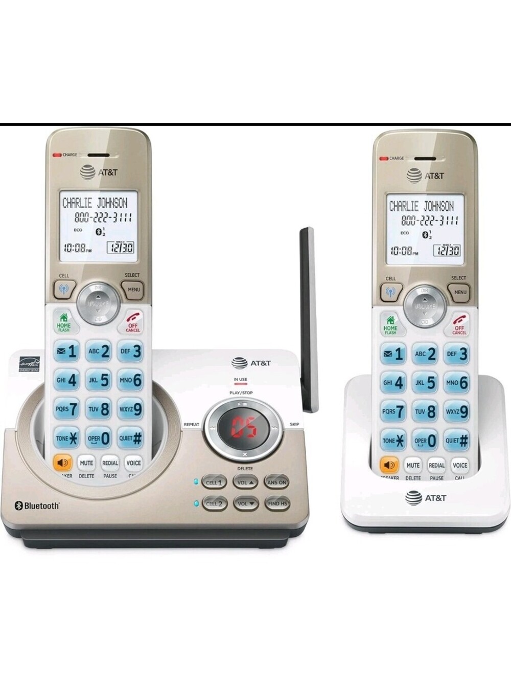 Dual-handlecordlesshome phone,supports connection to mobile phones call blocking